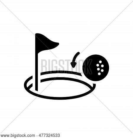 Black Solid Icon For Nearly Nigh Well-nigh Almost Approximately Golf Golf-ball Hole Flag Sport