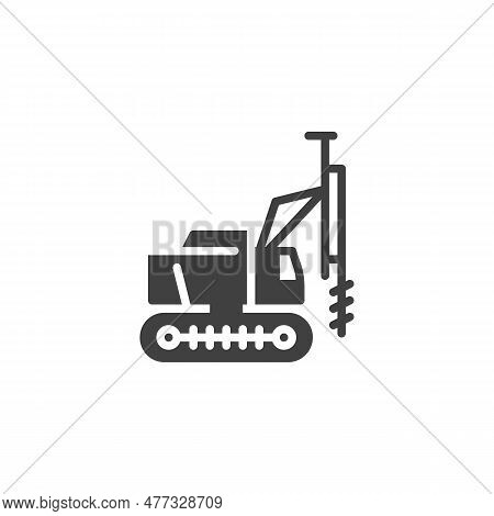 Pile Drilling Machine Vector Icon. Filled Flat Sign For Mobile Concept And Web Design. Bore Pile Mac