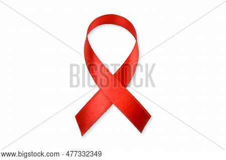 Clipping Path. Red Ribbon Isolated On White Background. Red Ribbon Decoration. Birthday Ribbon. Ribb