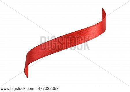 Clipping Path. Red Ribbon Isolated On White Background. Red Ribbon Decoration. Birthday Ribbon. Ribb