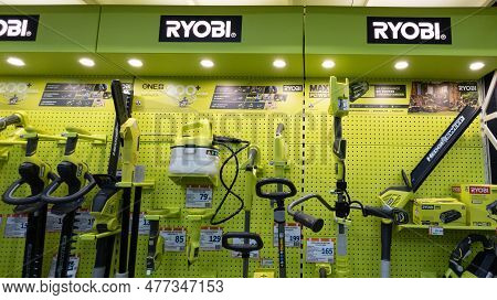 Bordeaux , Aquitaine  France - 06 01 2023 : Ryobi Electric Power Tools Product Logo Sign And Brand T