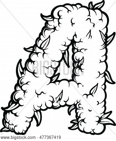 Cannabis Leaf Alphabet Letter A Font Illustrations Monochrome Vector Illustrations For Your Work Log