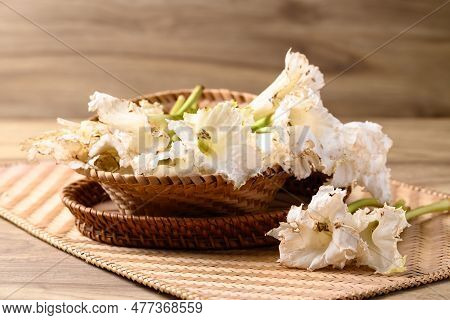 Thai Edible Flowers (dolichandrone Serrulata) From Organic Local Farmers Market In Northern Of Thail
