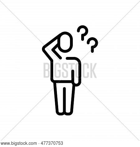 Black Line Icon For Forgot Delude Bewilder Dismiss-from-mind Disremember Pensive Thinking Doubt Unde