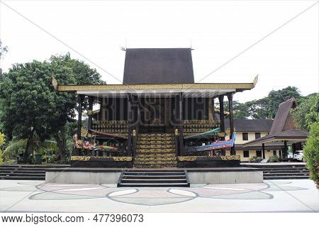 Jakarta, Indonesia-23 April 2023 : Monument Taman Mini Indonesia Indah Anjungan Kalimantan Timur