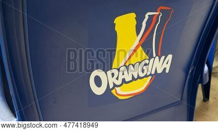 Bordeaux , Aquitaine  France - 06 06 2023 : Orangina Soda Orange Lemonade Logo Sign And Brand Text O