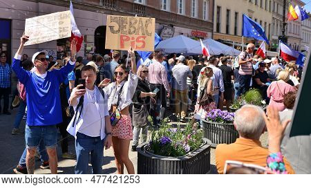 Warsaw, Poland. 4 June 2023. Hundreds Of Thousands March In  Anti-government Protest To Show Support