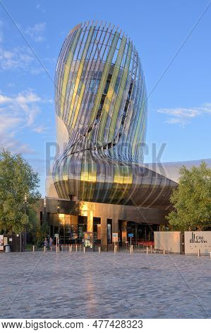 Bordeaux, Frane - June 05, 2023: La Cite Du Vin, The Wine Museum Of Bordeaux Near To Garonne River.