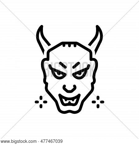 Black Line Icon For Evil Wicked Heinous Hideous Vicious Devil Horrible Monster Danger Ghost