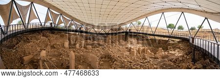 Panoramic View Gobeklitepe Is A Unesco World Heritage Site. The Oldest Temple Of The World.