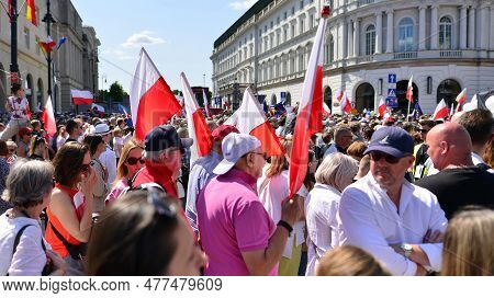 Warsaw, Poland. 4 June 2023. Hundreds Of Thousands March In  Anti-government Protest To Show Support