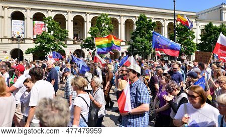Warsaw, Poland. 4 June 2023. Hundreds Of Thousands March In  Anti-government Protest To Show Support