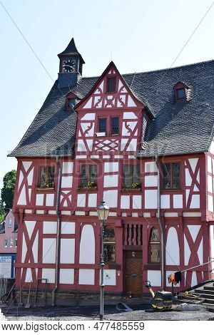 Rhens, Germany - 06 05 2023: Half-timbered Building In The Center Of Old Town