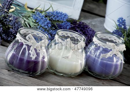 Still Life Of Home Lighting Candles Or Catalyst Lamp