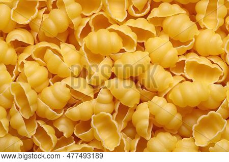 Close Up Of Italian Uncooked Gnocchetti Sardi Pasta Food Background