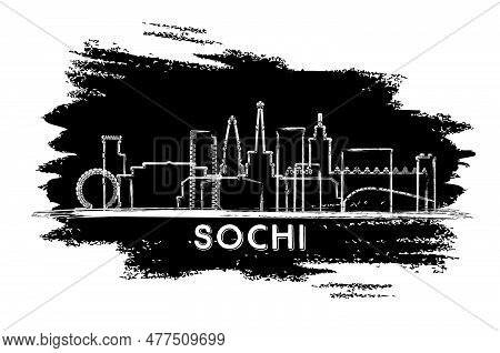Sochi Russia City Skyline Silhouette. Hand Drawn Sketch. Business Travel And Tourism Concept With Mo