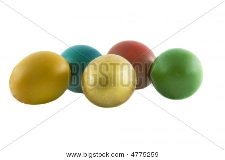 Five Different Decorated Eggs Isolated Over White Background