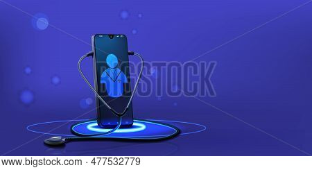Health Care Smartphone Application. Online Digital Healthcare. Doctors Consultation. Phone App. Tele