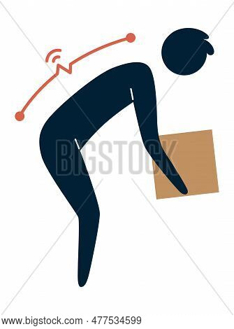 Lifting Technique Safe Movement. Safety. Incorrect Instruction For Moving Heavy Packages For Workers
