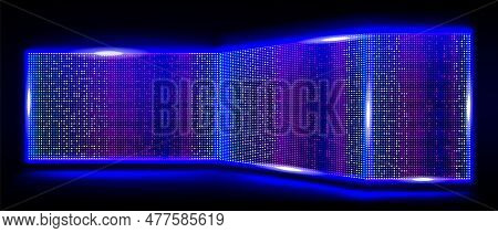 Led Light Screen Concert Or Show Background. Board Wall Stage With Monitor Glow Tv Pixel Texture Pat