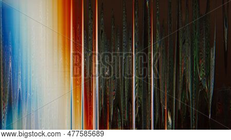 Glitch Overlay. Color Noise Texture. Distressed Screen Defect. Blue Orange White Glow Artifacts Dust