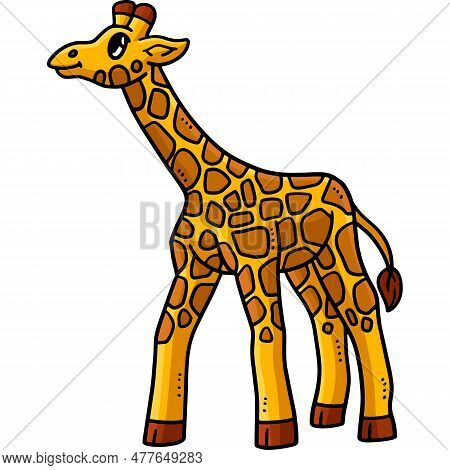 This Cartoon Clipart Shows A Baby Giraffe Illustration.