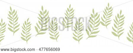 Leaves Decorative, Algae Horizontal Border Seamless Pattern