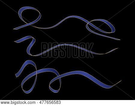 A Dark Blue Ribbon Bundle With A Gold Colored Line On The Edge Of The Ribbon To Add An Elegant Impre