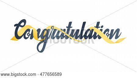 Congratulations Design With Gradient Dark Gray Color And Golden Yellow Band Around The Font