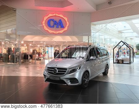 Ostrava, Czech Republic - May 15, 2017: Mercedes-benz V-class  Presented In Shopping Mall In Front O