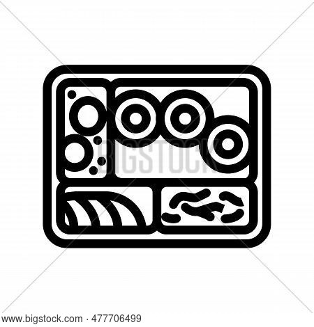 Bento Box Japanese Food Line Icon Vector. Bento Box Japanese Food Sign. Isolated Contour Symbol Blac