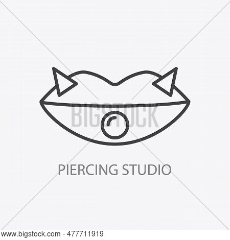 Piercing Studio Logo Template. Pierced Lips Icon