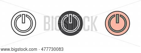 Power On Off Button Different Style Icon Set. Line, Glyph And Filled Outline Colorful Version, Outli