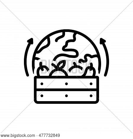 Black Line Icon For Produces Out-turn Prolificacy Manufacture Crop Harvest Fruitage Vegetable Greeng