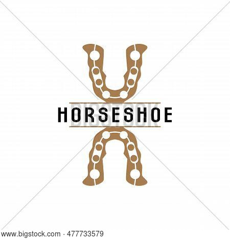 Horseshoe Logo, Cowboy Horse Vector, Icon Design Symbol Template