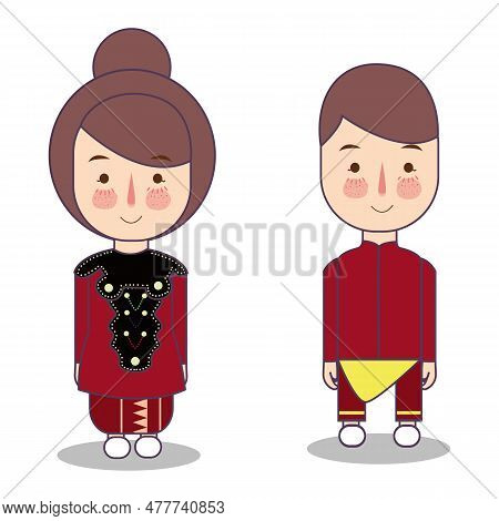 Gorontalo Clothes Traditional Dress Native Tribe Form Indonesian North Sulawesi Boy And Girl Couple 