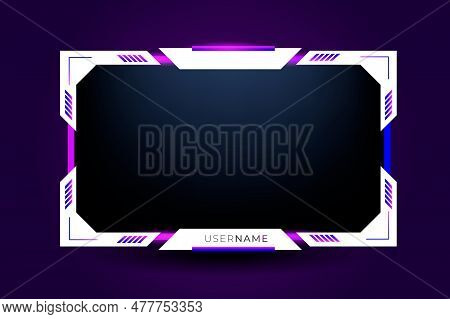 Twitch Stream Panel Overlay Template. Digital Streaming Screen Interface. Live Video And Game Stream