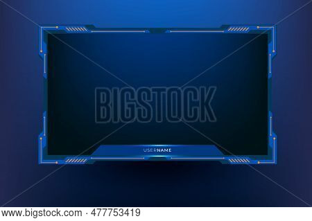 Twitch Stream Panel Overlay Template. Digital Streaming Screen Interface. Live Video And Game Stream
