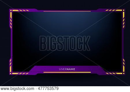 Twitch Stream Panel Overlay Template. Digital Streaming Screen Interface. Live Video And Game Stream