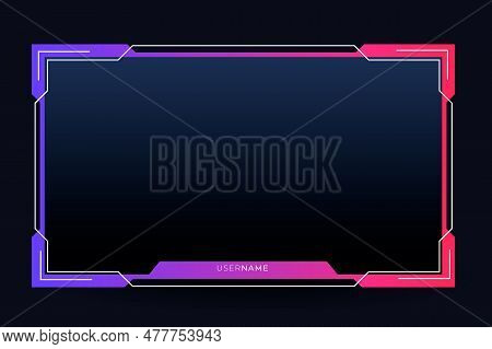 Twitch Stream Panel Overlay Template. Digital Streaming Screen Interface. Live Video And Game Stream