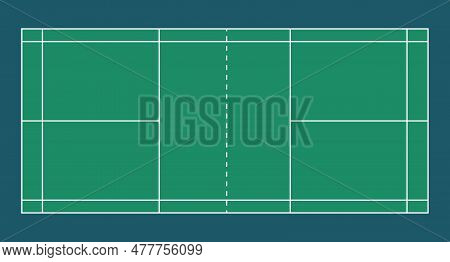 Professional Badminton Court Indoor, Simple Flat Design Style ,illustrations For Use In Online Sport