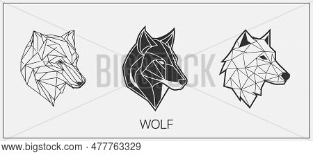 Abstract Luxury Wolf Head Vector Monogram Logo Design Template. Wolf Vector Logotype Set.