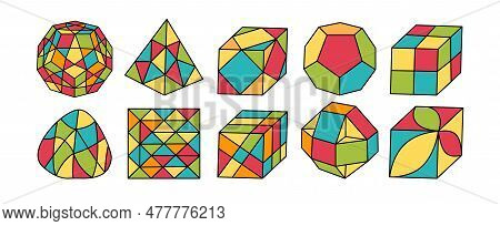 Brainteasers For Whole Family Collection. Colorful Vector Doodle Illustration Of Different Clever Bo