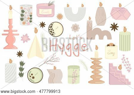 Collection Of Handmade Soy And Coconut Wax Scented Candles In Candlesticks And Jars Of Various Shape