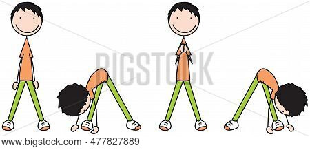 Cartoon Vector Illustration Of A Boy Exercising - Standing Slap Claps