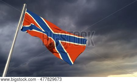 Nice Novorossia Flag On Massive Dark Clouds Background - Abstract 3d Illustration