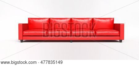 Red Sofa Isolated. 3d Render. High Quality 3d Illustration