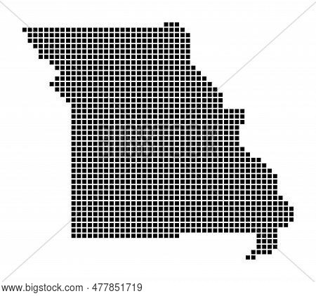 Missouri Map. Map Of Missouri In Dotted Style. Borders Of The Us State Filled With Rectangles For Yo