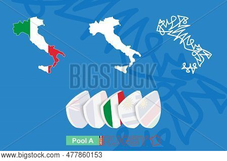Maps Of Italy In Three Versions For Rugby International Championship.