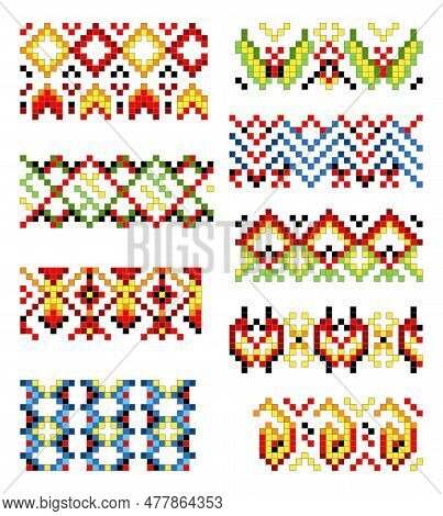 Ukrainian Traditional Embroidery. Set Of Patterns For Cross Stitching Decoration. Cross-stitch Tradi